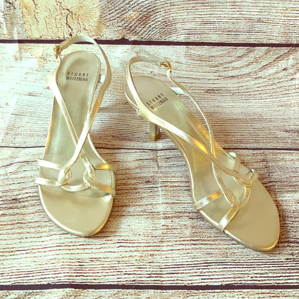 Stuart Weitzman Gold Kitten Heels